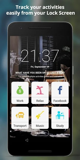 SelfM - Time Tracker On Lock Screen